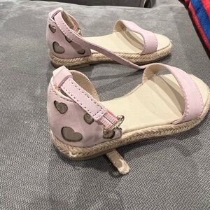 Janie and Jack pink suede heart espadrille sandals